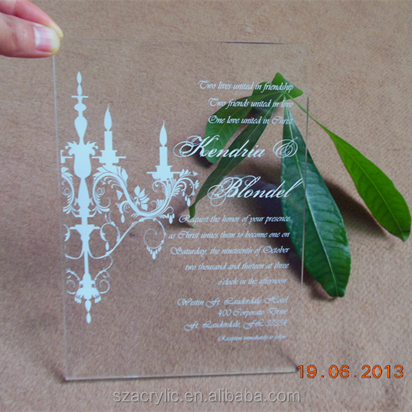 2015 Hot Acrylic Wedding Invitation Card