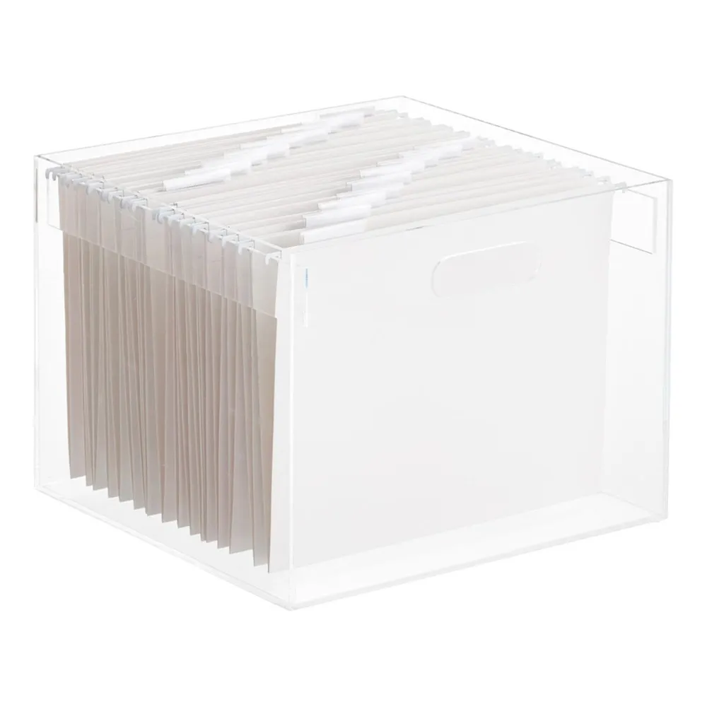 Прозрачный универсальный штабелируемый акриловый подвесной ящик для файлов, акриловый бумажный чехол для офиса