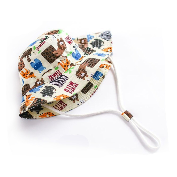 Boy Cotton Fishing Bucket Hat Cap Safari Hat With Rope