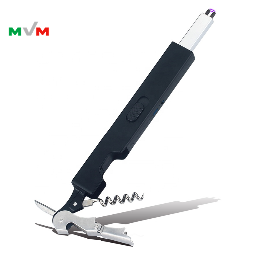 Многофункциональная электрическая дуговая Зажигалка MLT216 с USB-зарядкой, ветрозащитная Зажигалка для барбекю, беспламенная с открытой бутылкой