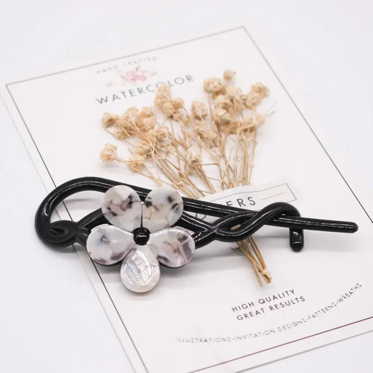 New arrival elegance plum flower hair pin fancy acetate hair stick for hair