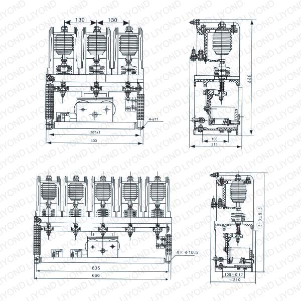 CKG3-12KV/160,250,400,630A Тип AC h.v. Трехфазный вакуумный контактор