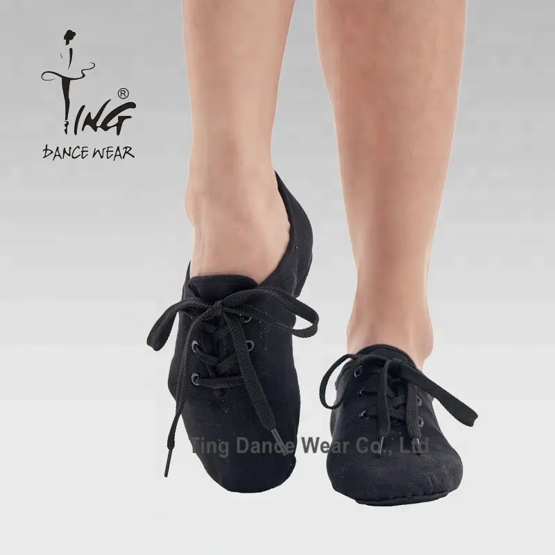 wholesale men's jazz dance shoes black canvas split sole