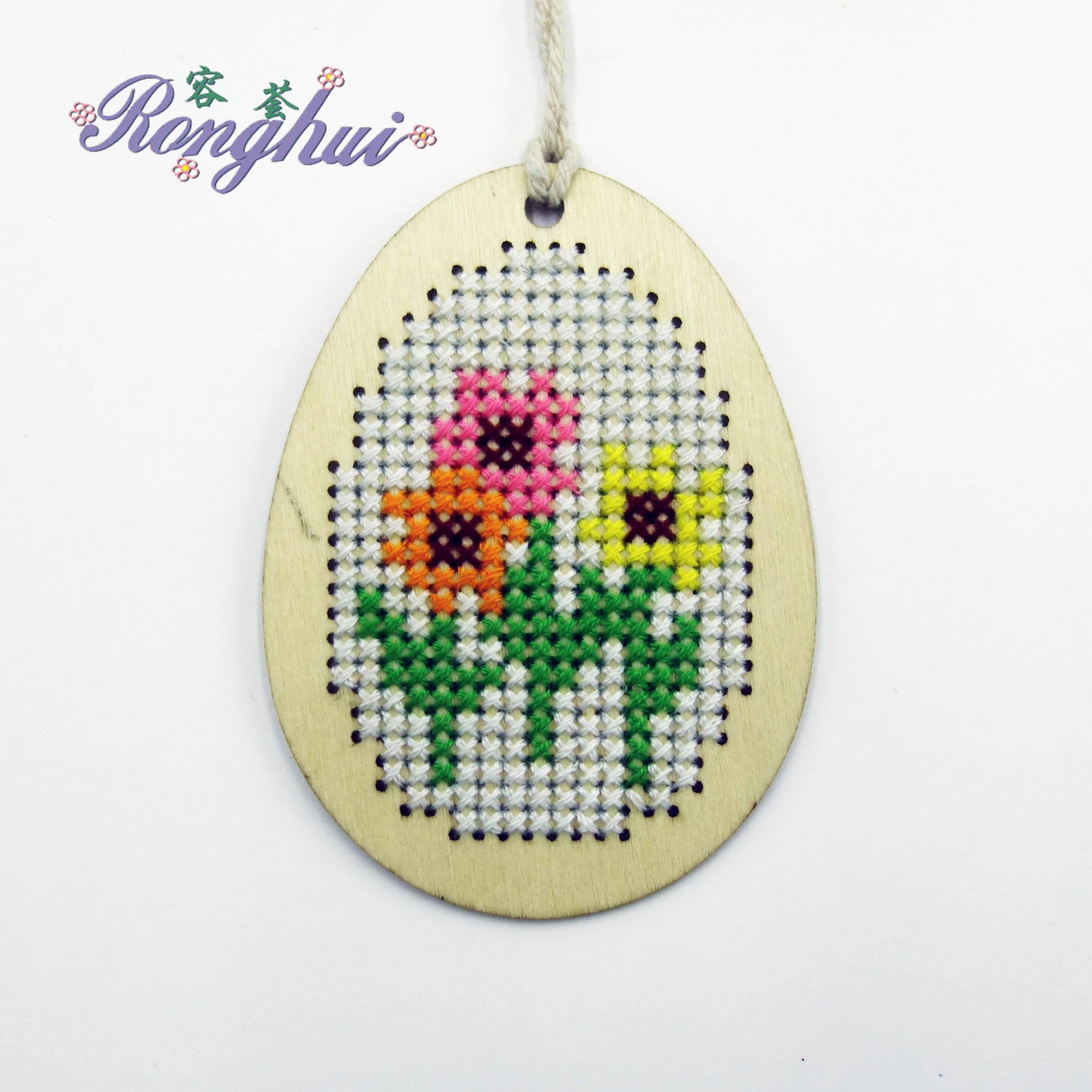 DIY пасхальное яйцо Цветок Пасхальный кролик Лазерная вырезка деревянные наборы для вышивки крестиком
