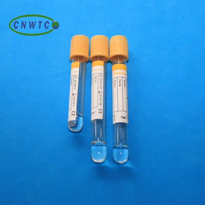 Platic Yellow Top Gel Blood Collection Tube