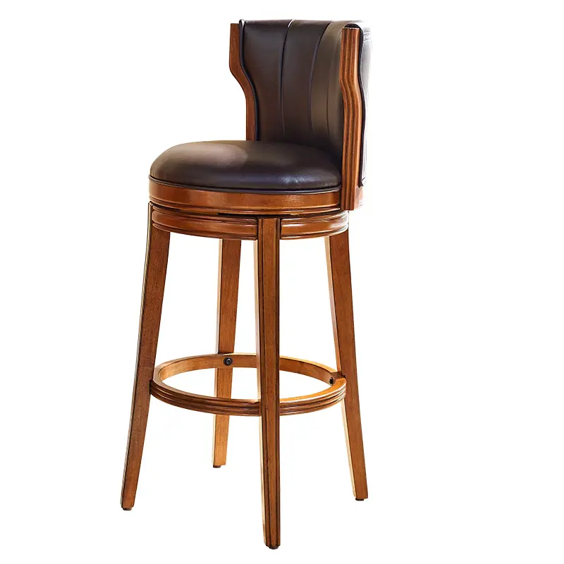 Antique Retro Leather wooden bar furniture vintage American bar stools