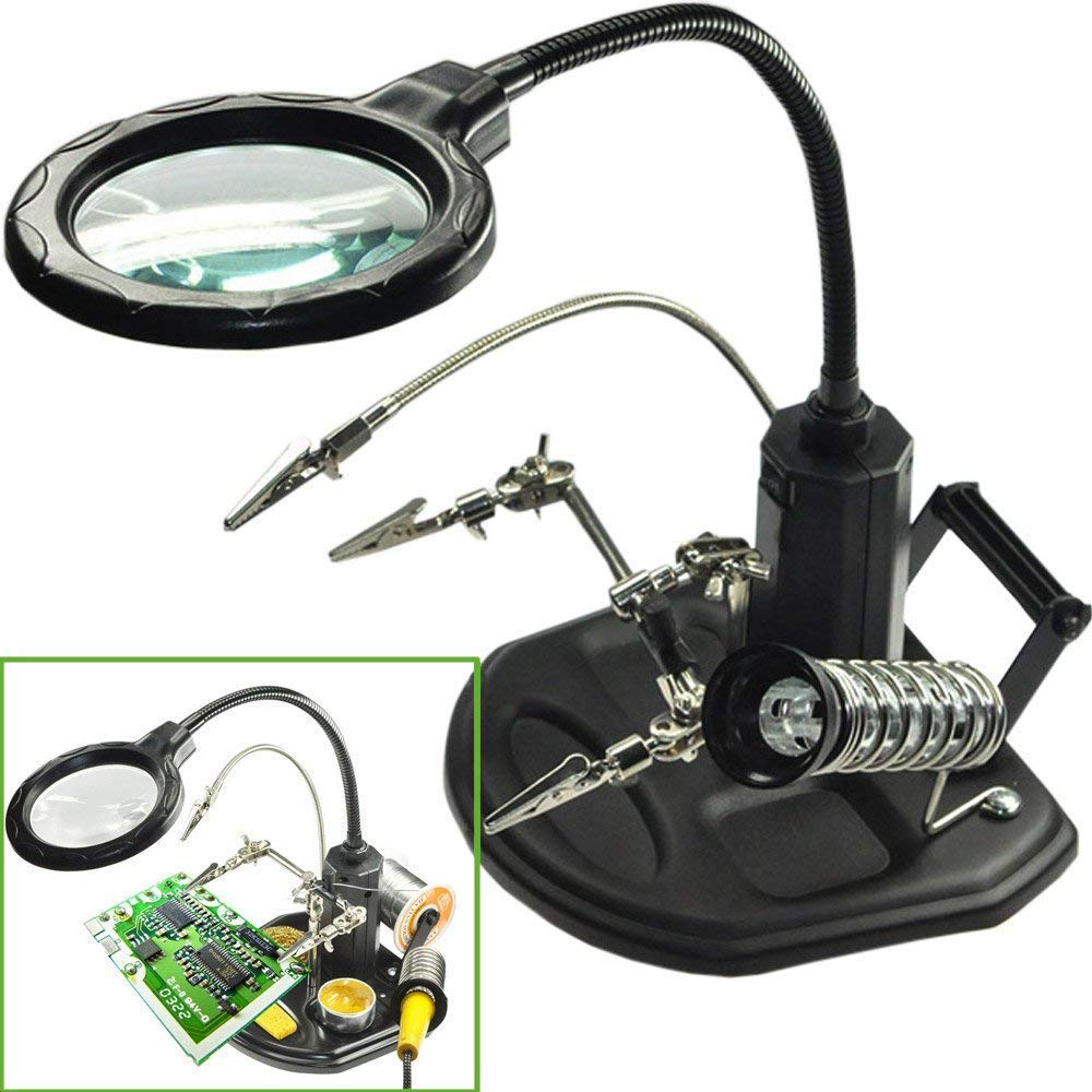 16 шт. LED-подставка для паяльника Лупа увеличительное стекло для рабочего стола, оборудование для ремонта часов и ювелирных изделий с лампа увеличительное стекло паяльная станция