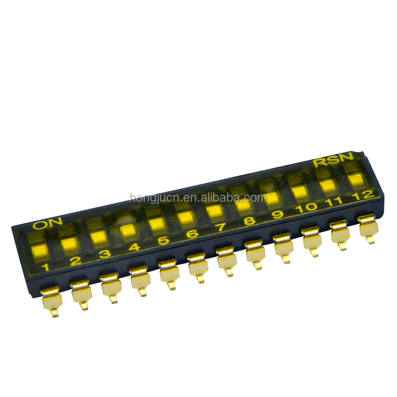 12 позиций 2 ряда 2,54 мм SMT SMD DIP переключатель черный
