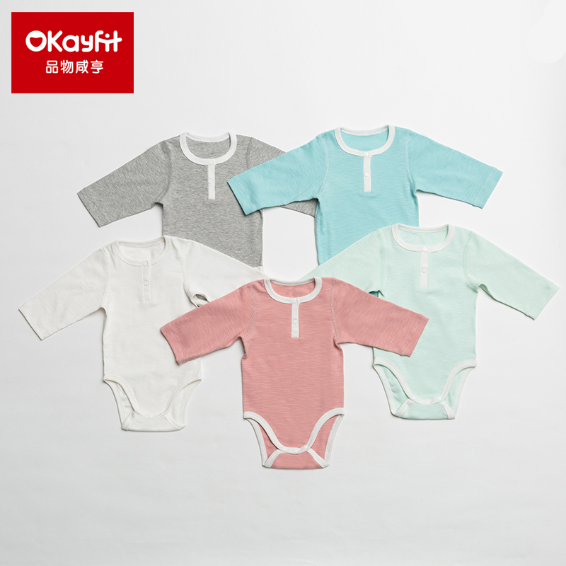 Okayfit лето осень мягкий детский ребристый с длинным рукавом треугольное нижнее белье костюм
