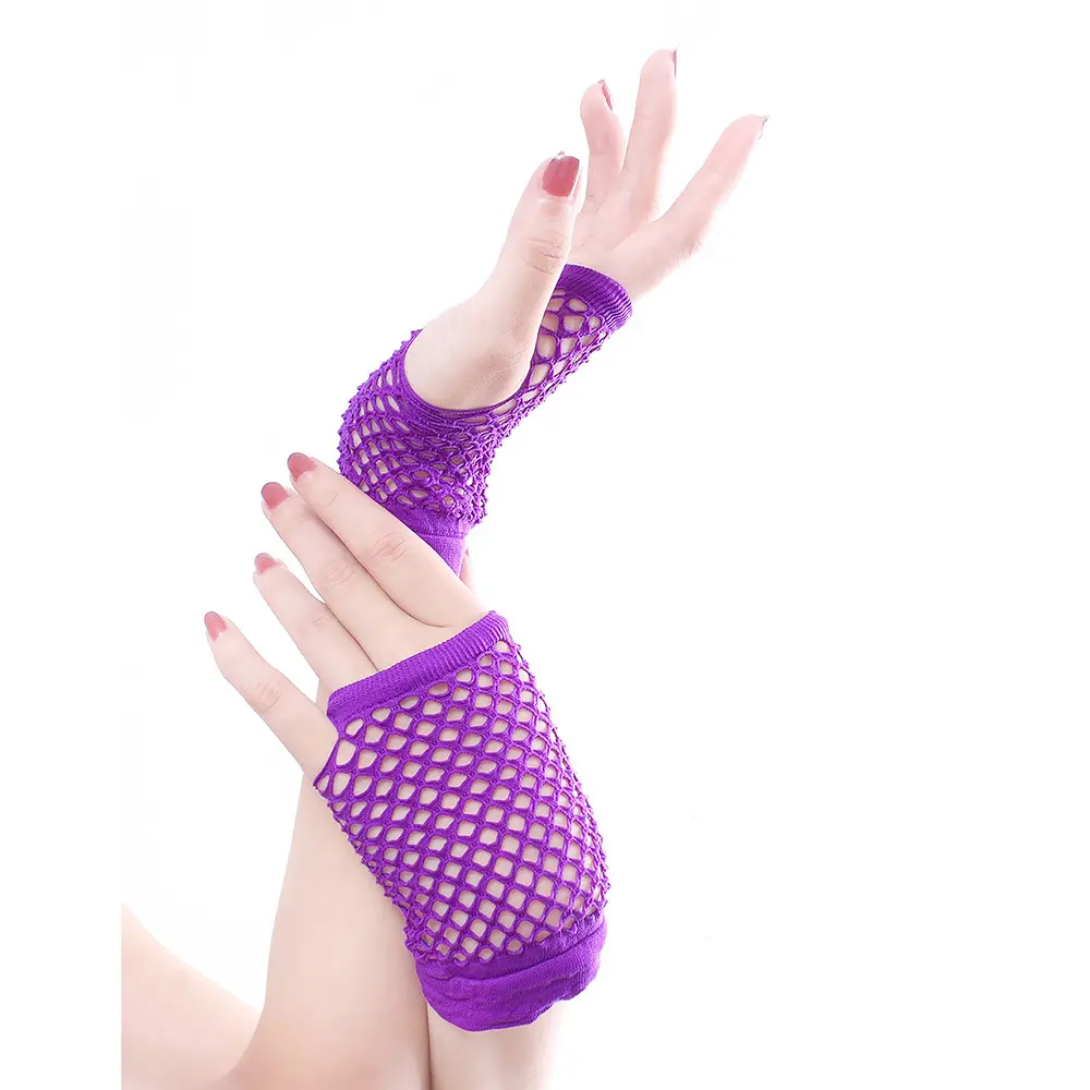 Factory wholesale Colorful Wrist Length Finger less Fishnet Party Gloves For Girls night club gloves