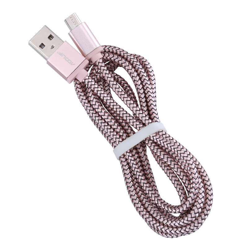 Best продажи 1 м розовое золото Ткань Плетеный Мирко usb кабель