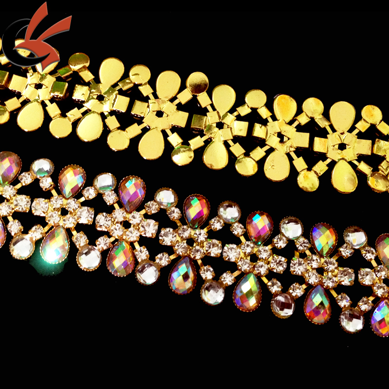 Sparking Clear AB crystal rhinestone trimming for garment decoration