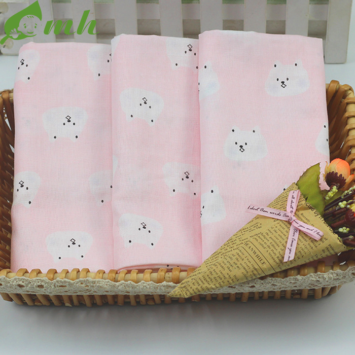 Cotton double layer printed gauze cartoon baby quilt baby bib diaper cloth fabric