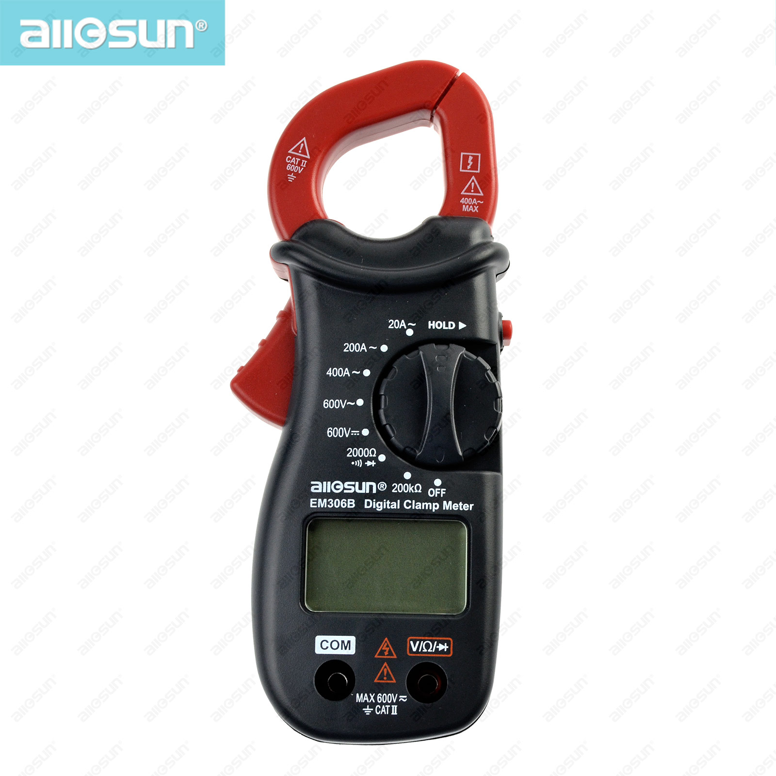 Allosun ручной зажим-измеритель цифровой AC DC Volt AC Amp OHM ЖК-дисплей звуковой диод тестер портативный ручной мультиметр-зажим