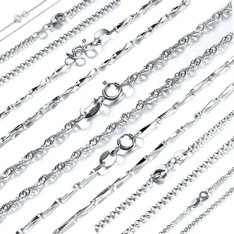 RINNTIN SC High Quality cadena de plata 925 Sterling Silver Chains Jewelry Making Thin Necklace Silver Chain  for Women