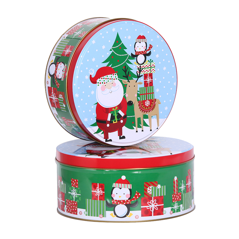 Christmas Xmas Holiday 2 Sets Gift Tin Boxes Metal Container