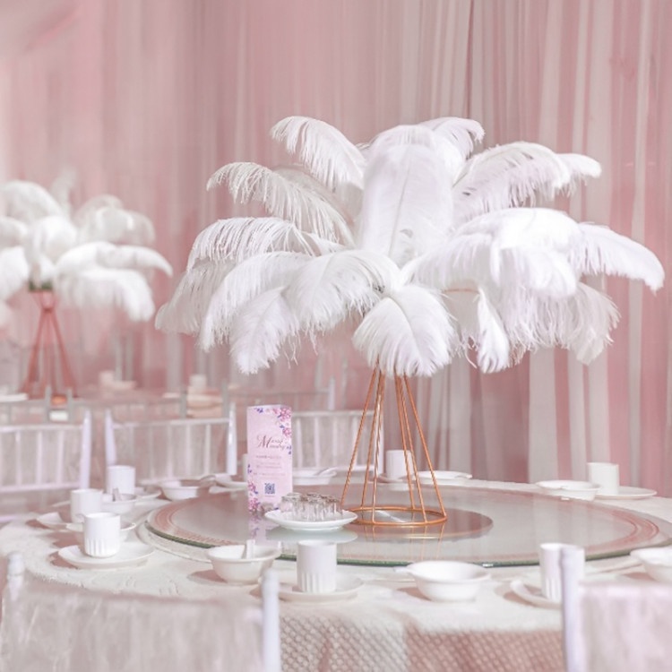 S-1042 Factory Wholesale Bulk Large 70cm White Real Ostrich Feathers For Wedding Centerpiece