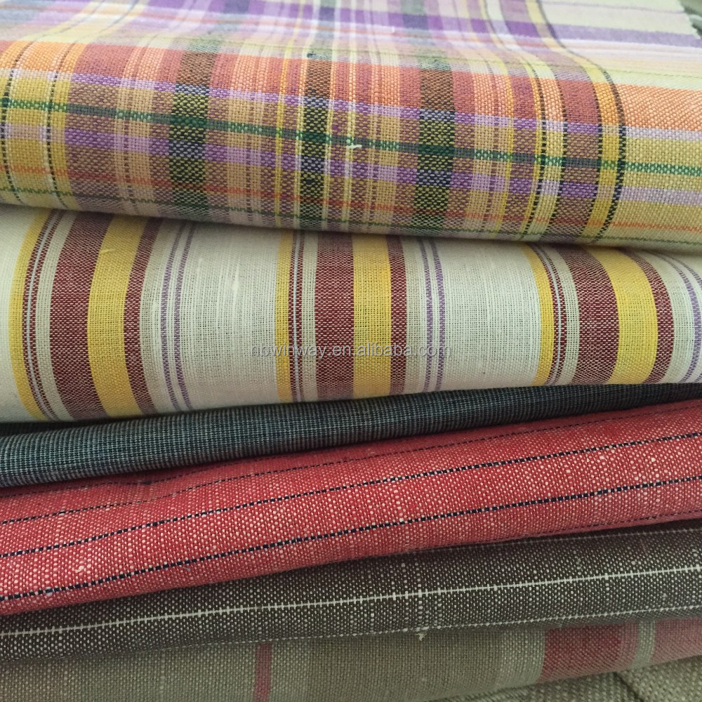 100% yarn dyed linen fabric / wholesale pure yarn dyed linen fabric for shirt / yarn dyed stripe linen fabric