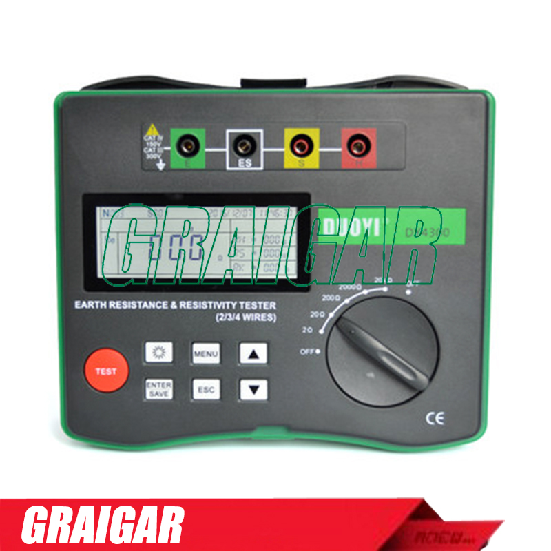 Duoyi DY4300 4-Terminal Digital Ground Resistance Tester Soil Resistivity Tester 0.05-20.99K ohm 0.2-395.6K ohm*m