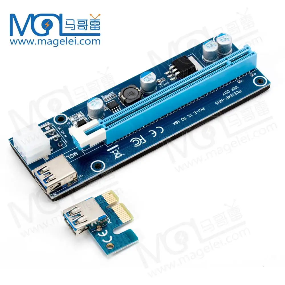 CE certified stock pcie riser 60CM Mini PCI-E Express Riser 1X to 16X to USB 3.0 Cable 6pin pcie USB Riser for bitcoin mining
