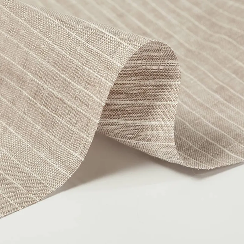Hot sale fashion woven thin stripe 100% linen clothing fabric