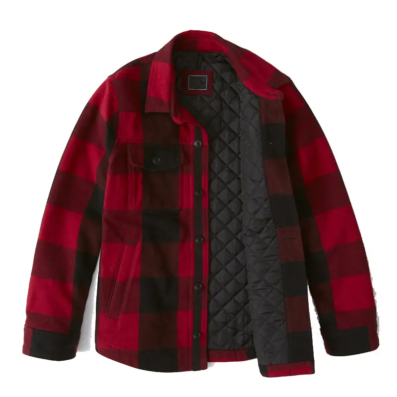 New Design Mens Shown In Red And Black Check Plaid Flannel Shirt Jacket