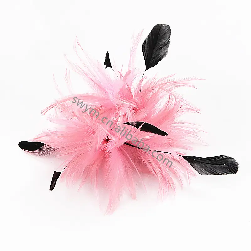 Hair Accessories Women's Pink Hackle Feather Hairband Headwear Wholesale Feather Mount Headpiece for Masquerade Dancing