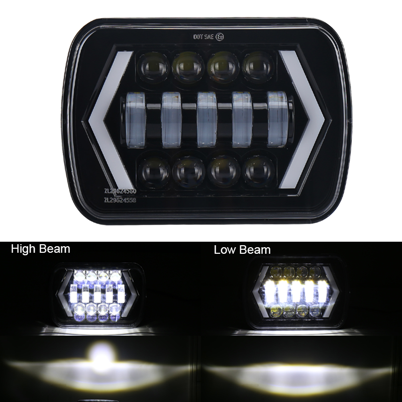 Аксессуары для автомобиля белые DRL IP67 5x7 ''Светодиодные Автомобильные фары с дальний/ближний свет анти мерцание для грузовика 4x4 в автомобильной осветительной системе