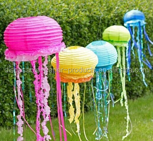 Новинка YIWU DIY фонари из Медузы бумажные фонари с кисточками украшения для вечеринки идея Круглая Бумажная фонарь украшение для свадебной вечеринки
