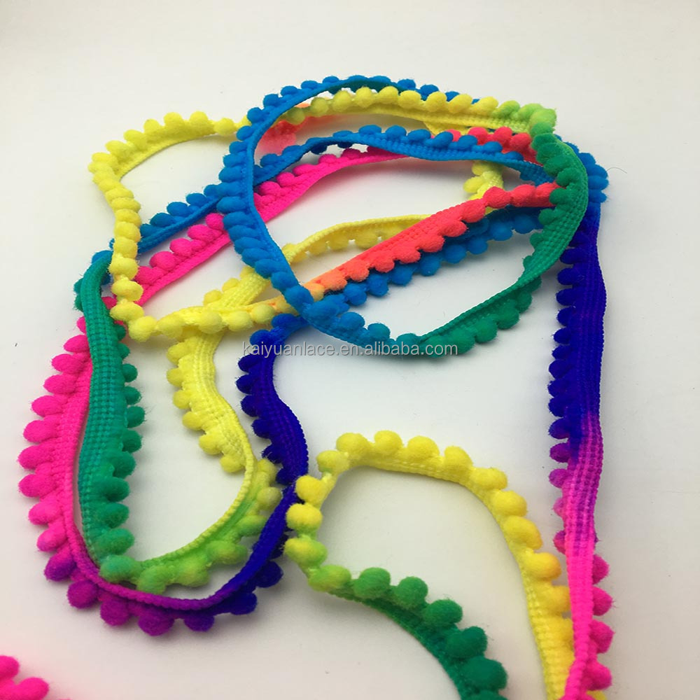 braid gimp mini small balls pompom trimmings rainbow pom pom lace