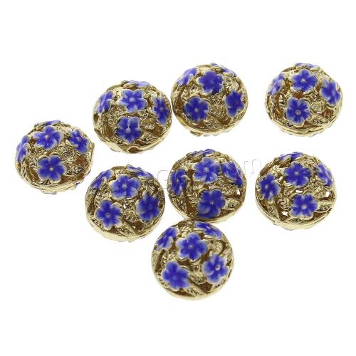 Cloisonne синий и серебро бусины для изготовления ювелирных изделий массивная бусина цветок полые 1110943