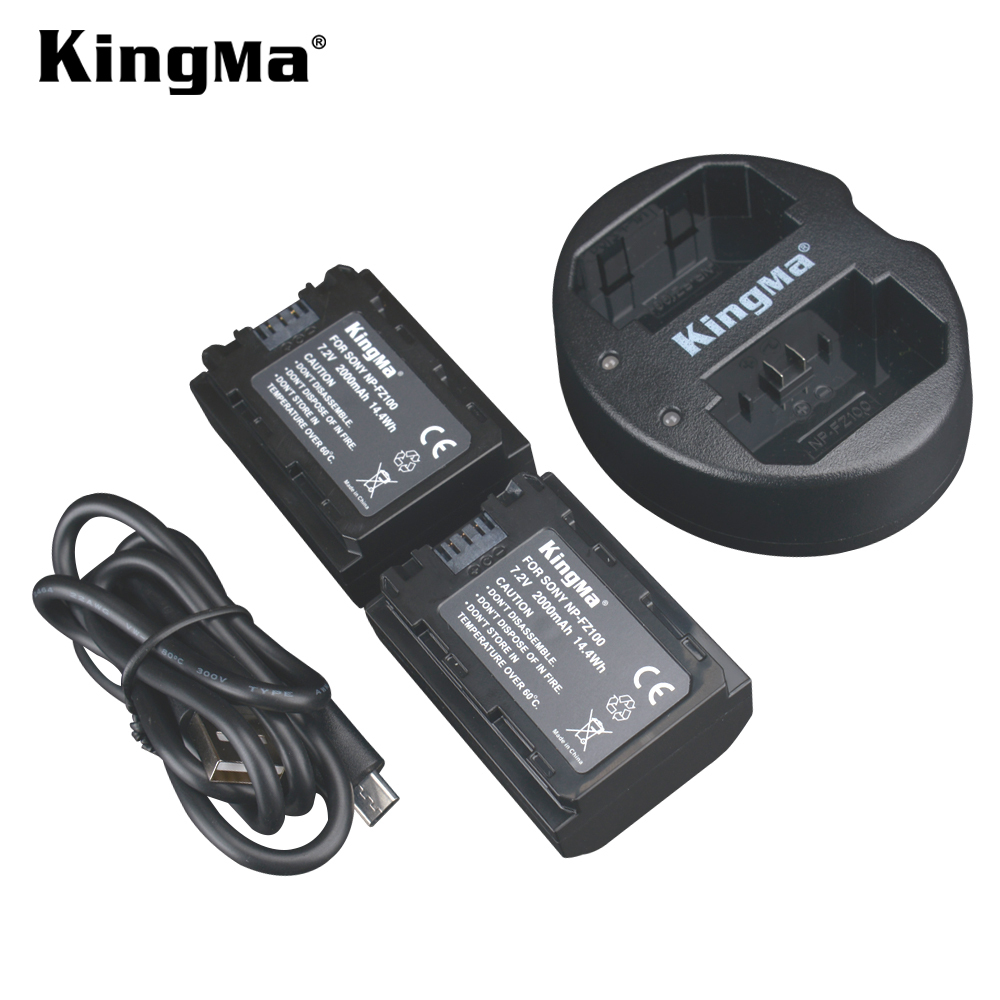 KingMa новые NP-FZ100 батареи для камеры зарядное устройство 2000 мА/ч, FZ100 Цифровой двойное зарядное устройство для аккумулятора для Sony ILCE-9 A7m3 a7r3 A9 7RM3
