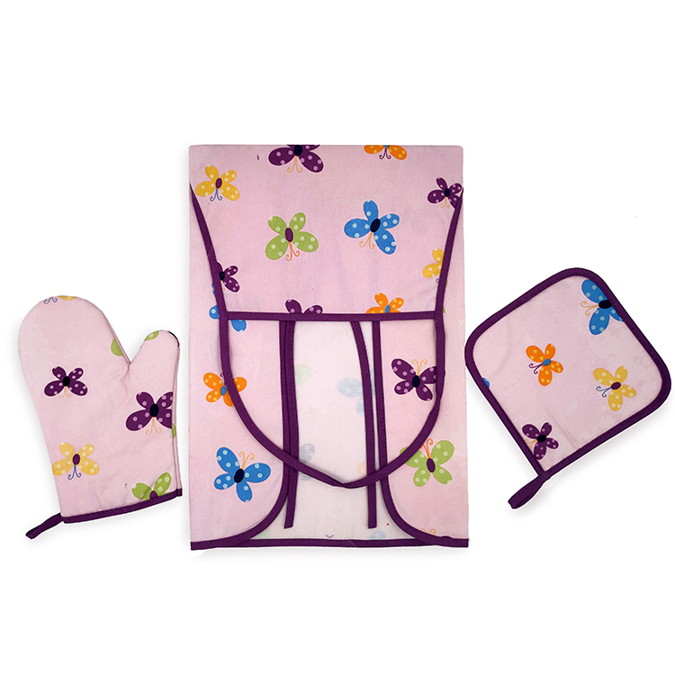Wholesale hottest cotton insulation mat oven gloves and pot rack set