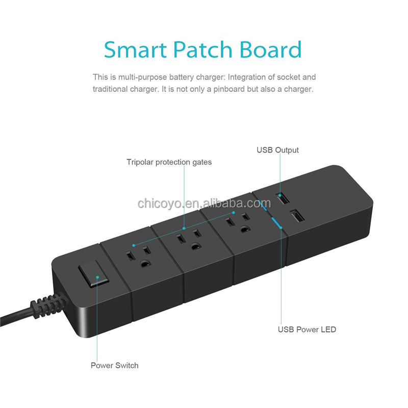 Смартфон приложение Смарт жизнь туя контролируемых черный USB Power Strip Smart Plug Wi-Fi работает с Amazon Alexa Google дома ifttt