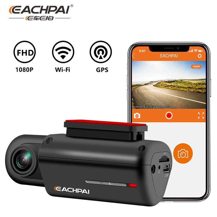 EACHPAI T1 WiFi видеорегистратор FHD 1080P Встроенный GPS, супер конденсатор, ночное видение, 150 градусов широкоугольный Автомобильный видеорегистратор