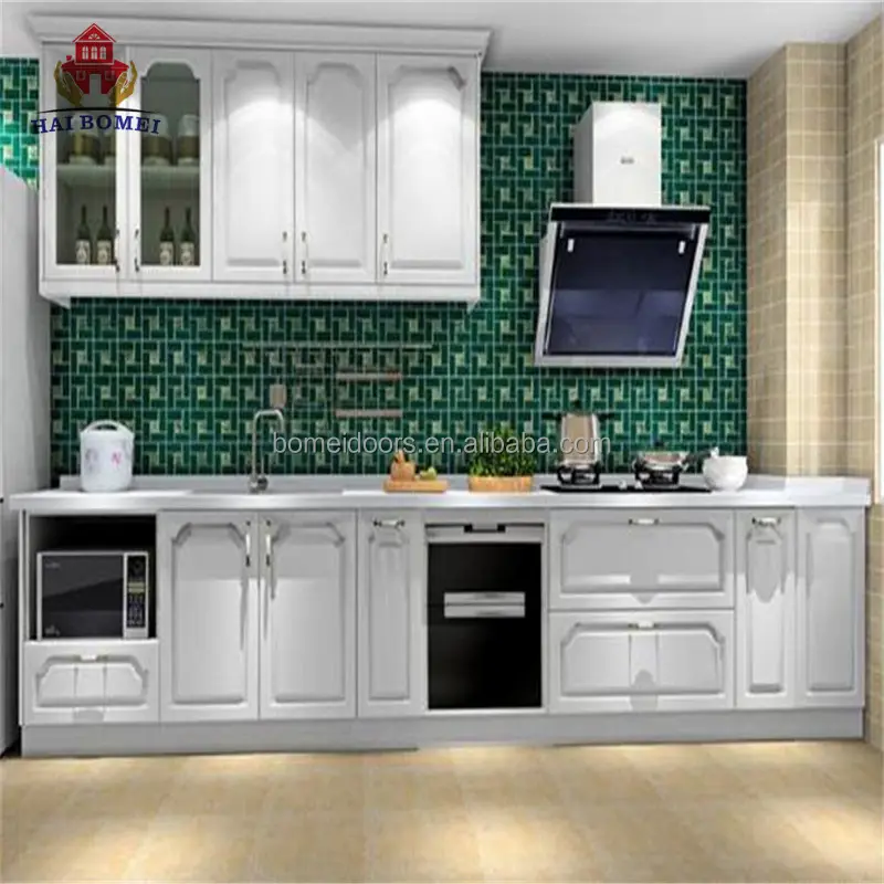 Simple design white wood kitchen cabinet used kitchen cabinets set