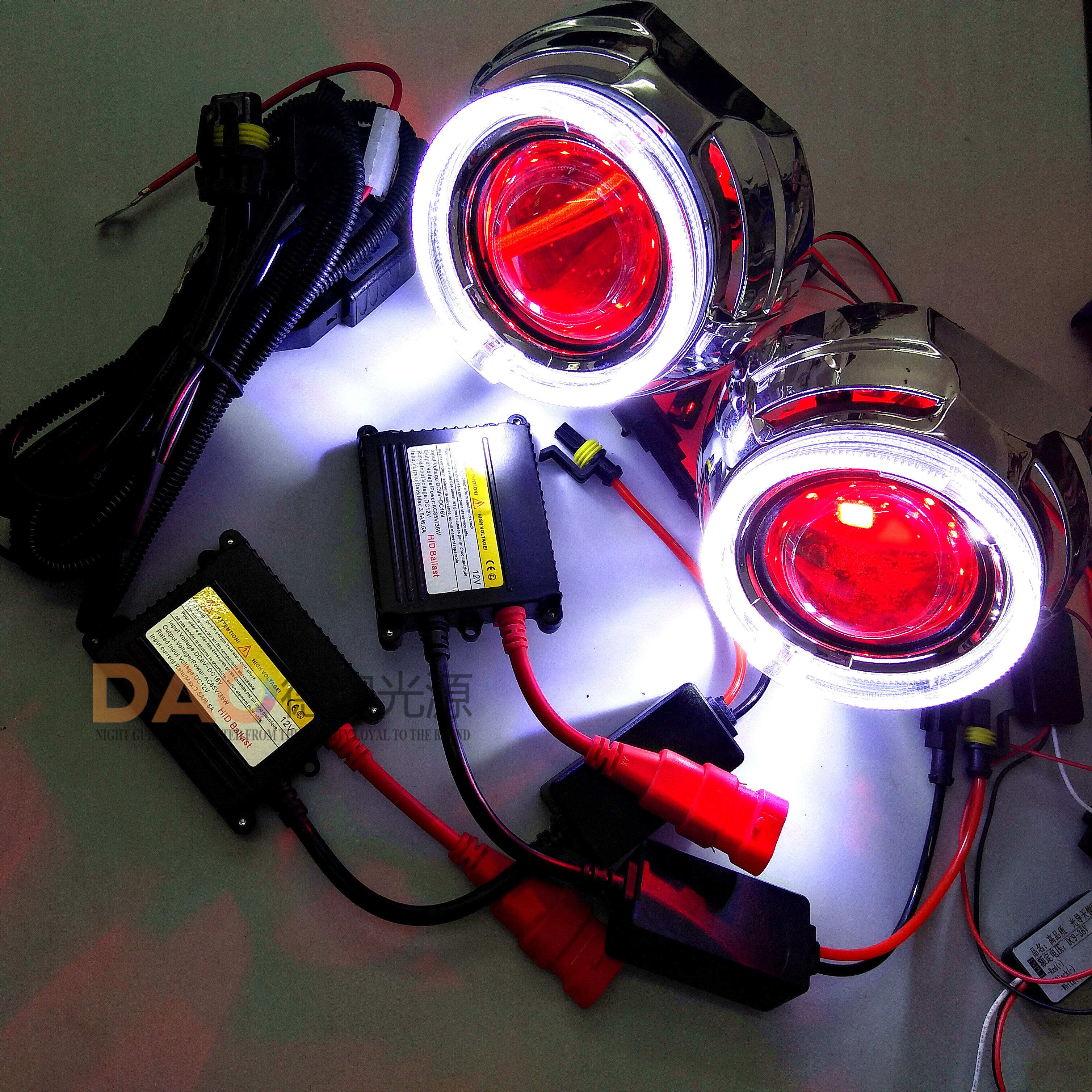 Автомобильные светодиодные ангельские глазки DAO, универсальные h1bulb hi low beam Bi Xenon HID Проекционные линзы для автомобильных фар