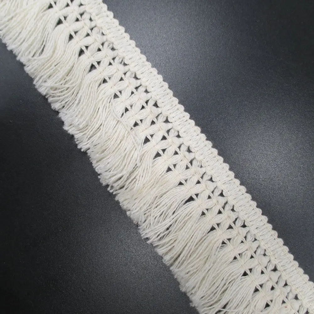Whole Custom 4cm Wide Off White Cotton Tassel Fringe for Clothing Curtain