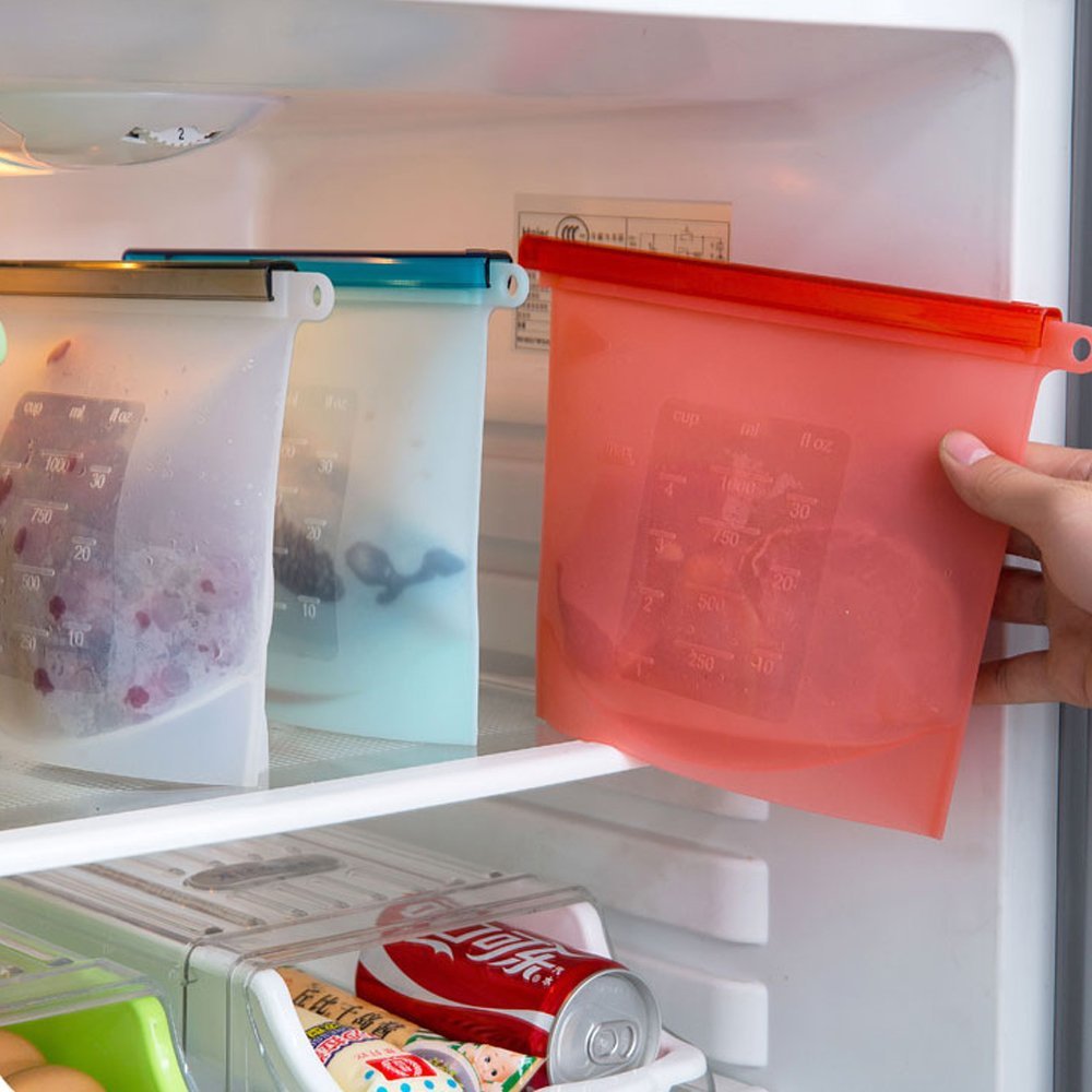 Многоразовые силиконовые сумки для хранения продуктов 4-Pack, экологически чистые, горячие или холодные, мясо, фрукты, овощи