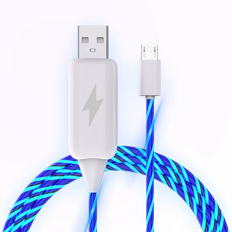 Light Usb Cable Intelligent Android USB C Luminous Led Charger Cable Mobile Phone Luminous Charging Led Usb Cable With Led Light