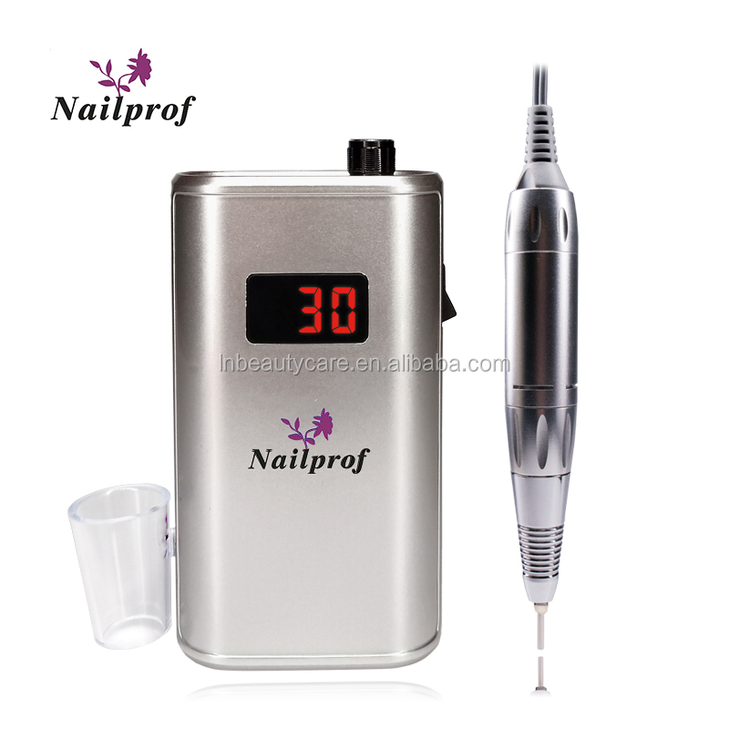 Nailprof. 2019 перезаряжаемая портативная дрель для ногтей с литиевой батареей внутри 30000 об/мин