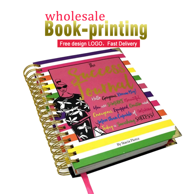 Hardcover cardboard notebook golden spiral design personal diary printing for gift and promotion