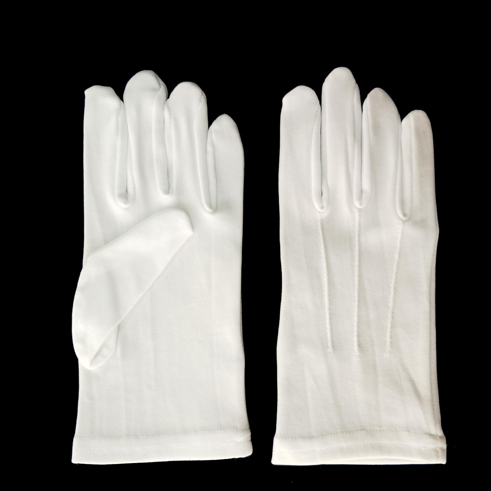 white band ceremony nylon gloves