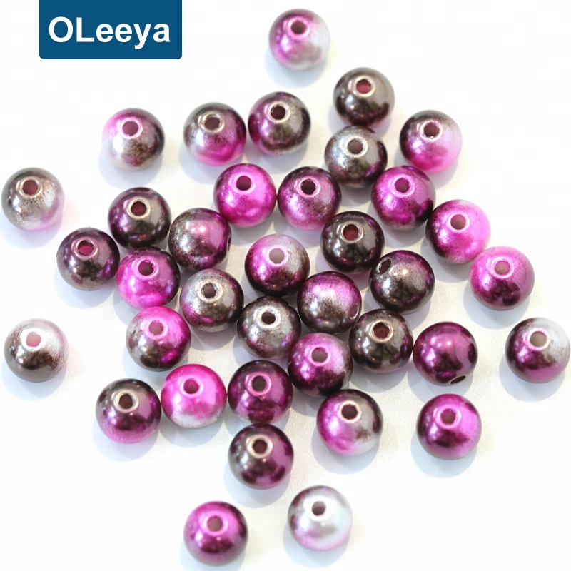 Oleeya Factory 2 мм-16 мм Свободный ABS Круглый жемчуг Радужный пластиковый круглый жемчуг для женских платьев