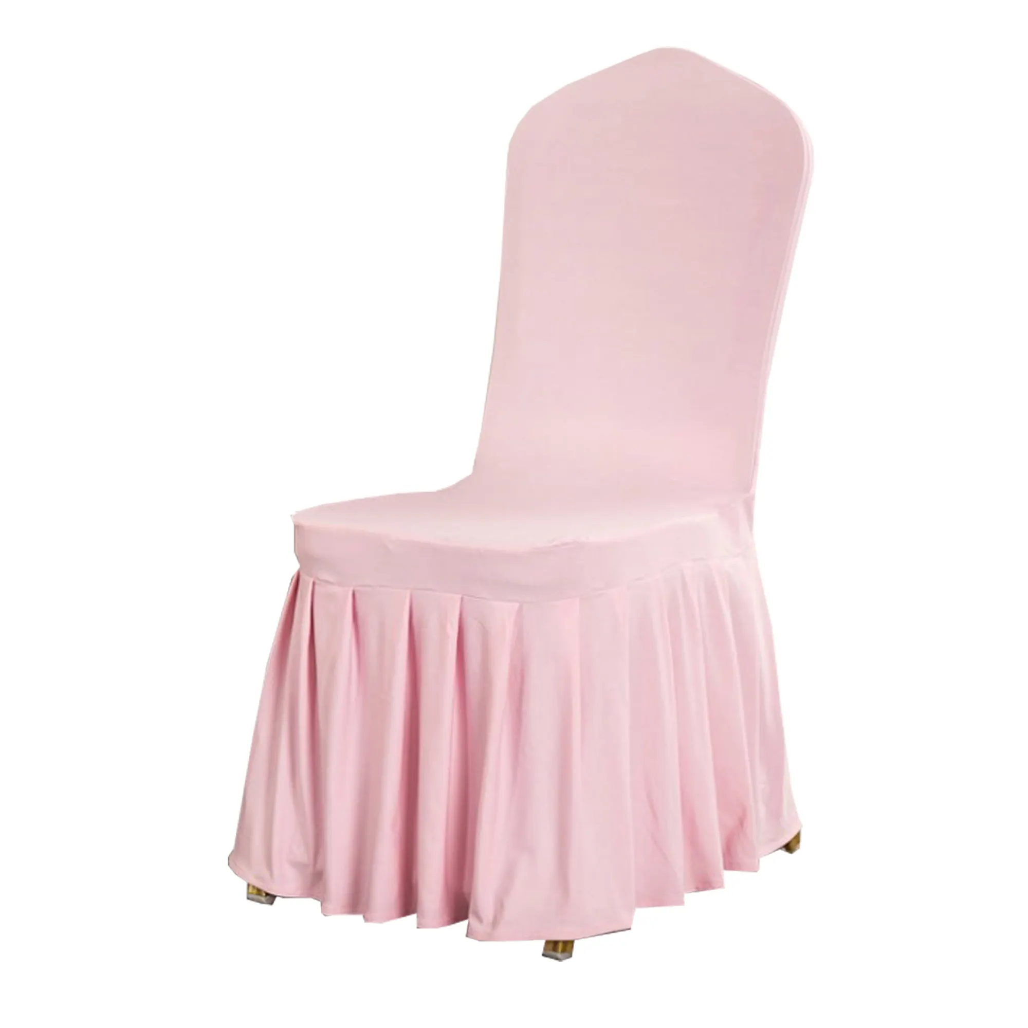 Elegant Blush Pink Ruffled Skirt Chair Cover for Wedding