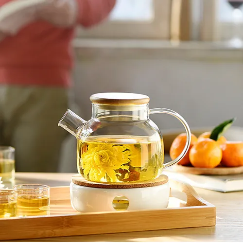 1000 ML Handmade Glass Filtering Tea Maker Teapot