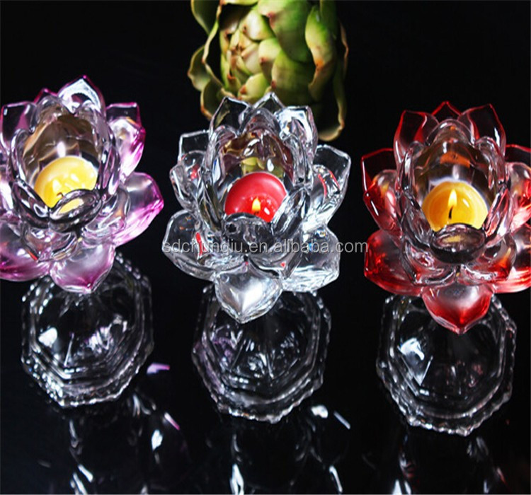 Роскошные Различные цвета лотоса стекло высокое подсвечник для tealight, кристалл лотоса форма высокое ПОДСВЕЧНИК или подсвечники