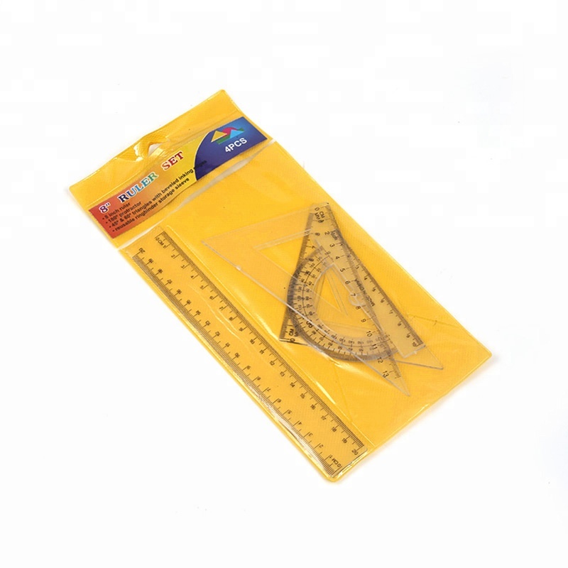 Plastic ruler triangle protractor set