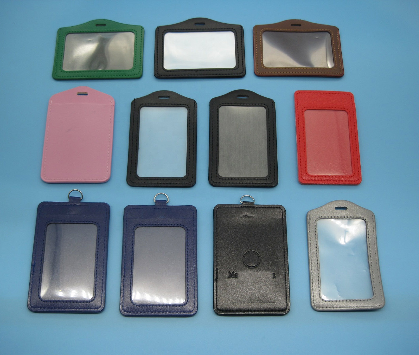 pu leather id badge card holder