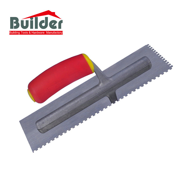 Professional Tiling Tools Carbon Steel Notched Trowel With Plastic Handle
